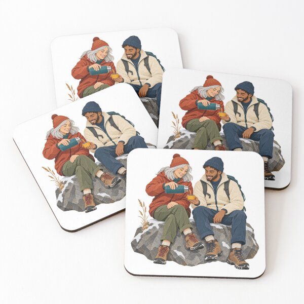 Item preview, Hiking Friends Sharing Thermos Tea designed and sold by Drip stamp.