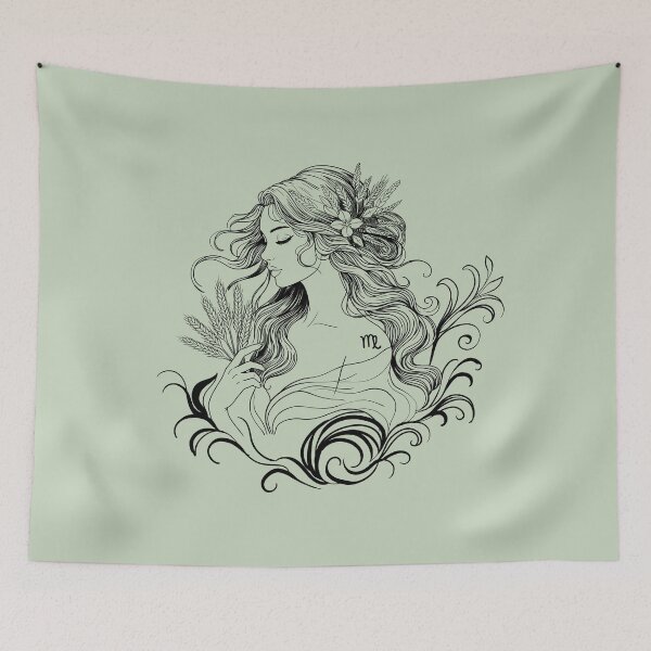 Item preview, Virgo – The Celestial Maiden — Sage Green designed and sold by MaryAura.