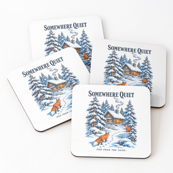 Item preview, Somewhere Quiet Snowy Cabin Foxes Winter designed and sold by TeeARTHY.
