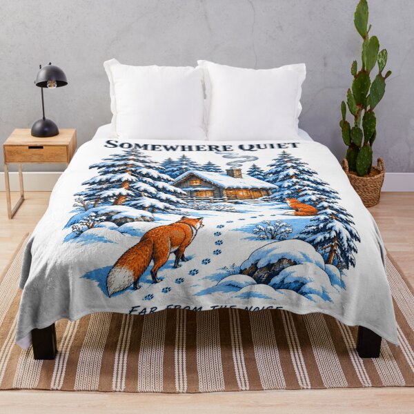 Item preview, Somewhere Quiet Snowy Cabin Foxes Winter designed and sold by TeeARTHY.