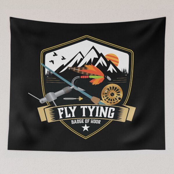 Item preview, Fly tying "Badge of Honor" badge syle illustration. designed and sold by Art-Horizon.