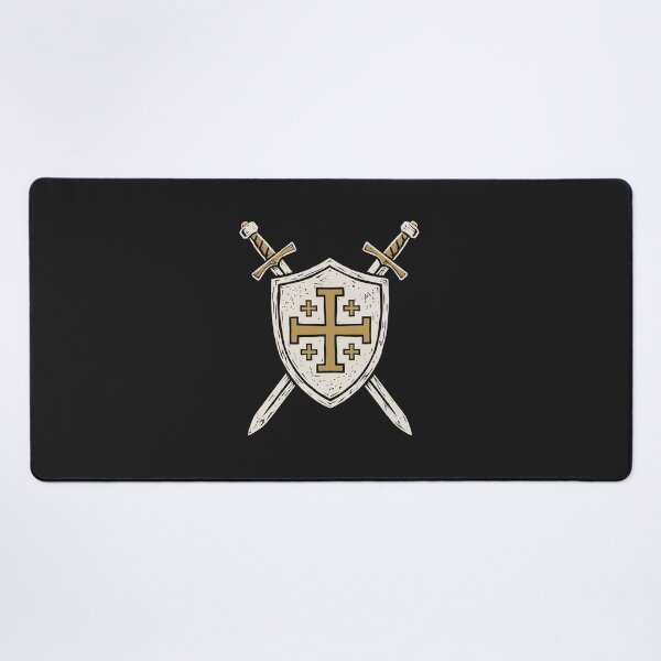 Item preview, Jerusalem Cross Shield with Swords – Crusader Linocut designed and sold by Odd World.