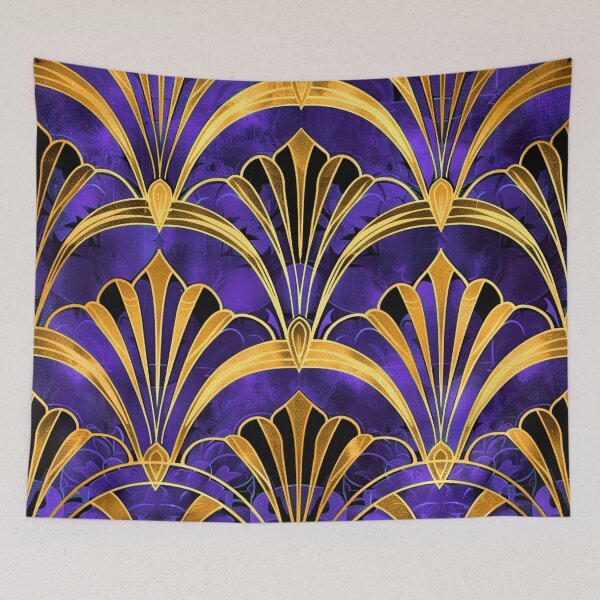 Item preview, Art Deco Rich Purple And Golden Vintage Pattern designed and sold by DEC02.
