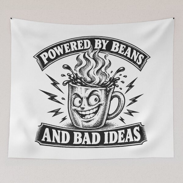 Item preview, Powered By Beans And Bad Ideas (Black Ink) designed and sold by VelvetRoom.
