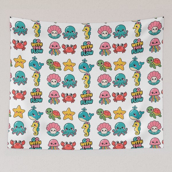 Item preview, Cute Kawaii Ocean Animals Octopus Seahorse Whale designed and sold by dannydesignerco.