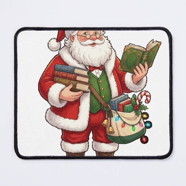 Item preview, Christmas Librarian Santa Reading with Books and Papers Classic T-Shirt designed and sold by VibeCrafteria.