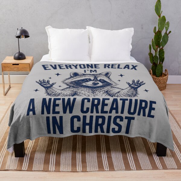 Item preview, Funny Christian Raccoon Everyone Relax I'm A New Creature Meme designed and sold by Forevermore.