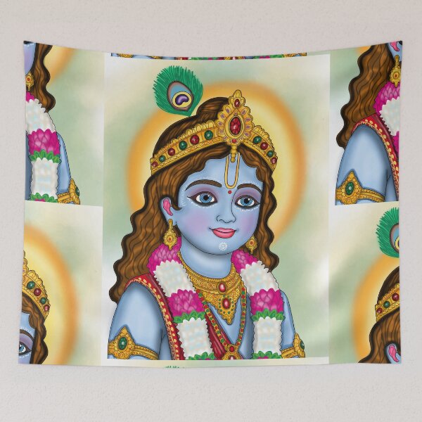 Item preview, Lord Krishna Digital Drawing | Hindu Deity Spiritual Artwork designed and sold by Harshit_Digital_Arts.