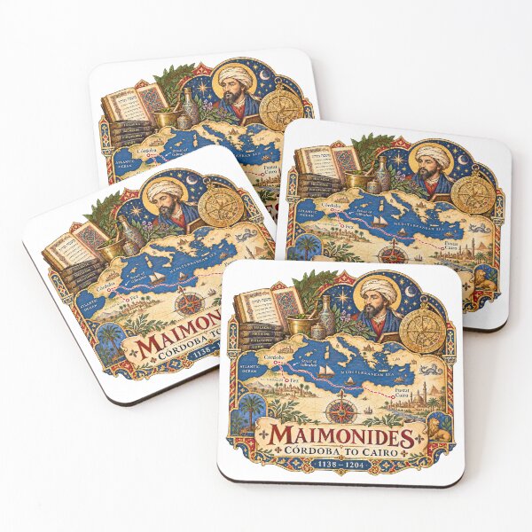 Item preview, Maimonides — Córdoba to Cairo — Medieval Jewish Scholar Map designed and sold by Past in Threads.