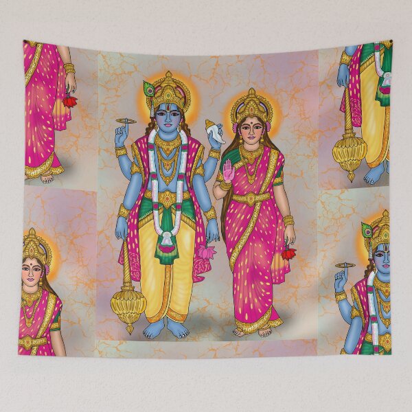 Item preview, Lord Lakshmi Narayana Digital Drawing | Vishnu and Lakshmi Hindu Art designed and sold by Harshit_Digital_Arts.