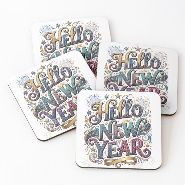 Item preview, Hello New Year Decorative with Fireworks and Gold Flourishes  designed and sold by VibranPalette.