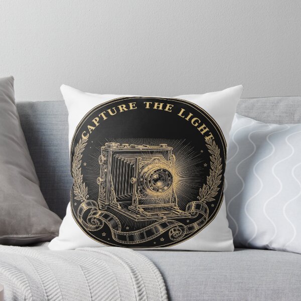 Item preview, Capture the Light – Vintage Camera Gold-on-Black Badge designed and sold by DRAWARTIST22.
