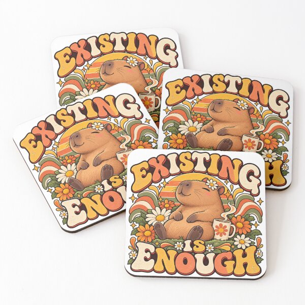 Item preview, Existing Is Enough Retro Capybara Floral Art designed and sold by HANG ON STUDIO .