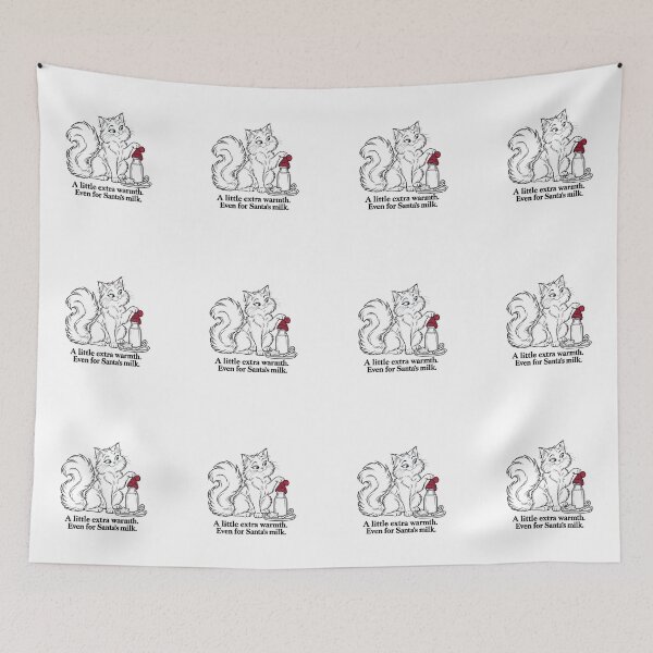 Item preview, Fluffy Christmas Cat Keeps Santa's Milk Cozy designed and sold by Soft Paws Sketches.