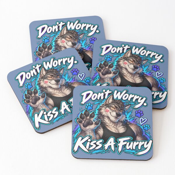 Item preview, Don't Worry. Kiss A Furry - Wolf designed and sold by BUILTABEAR PRODUCTIONS.