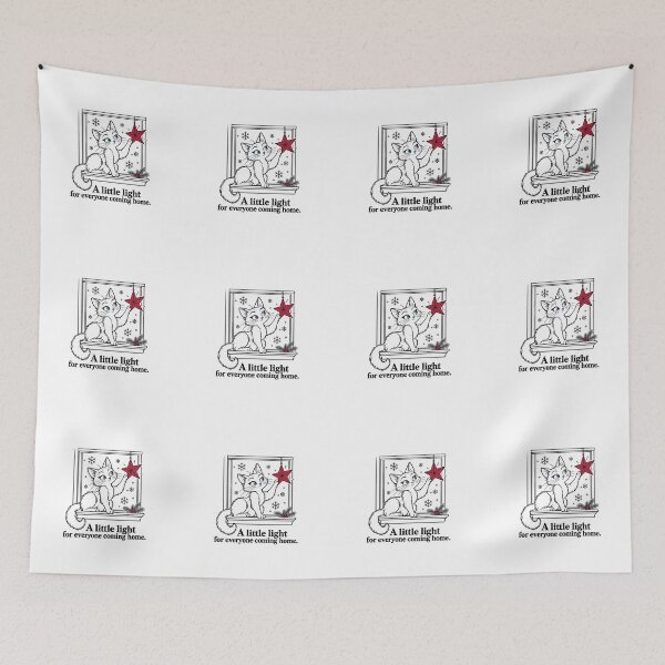 Item preview, Christmas Cat Hangs a Star for Homecomings designed and sold by Soft Paws Sketches.