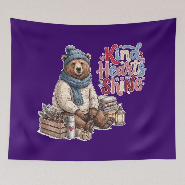 Item preview, Kind Hearts Shine Cute Bear Winter Cozy Quote designed and sold by RobinaWorks.