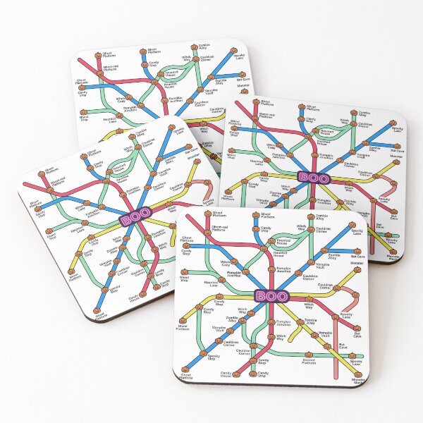 Item preview, Haunted Metro Map BOO - Surreal Halloween Transit Art designed and sold by jrzvibe.