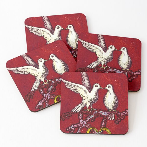 Item preview, Two Doves and Wedding Rings Love Card in Burgundy designed and sold by Fani*.