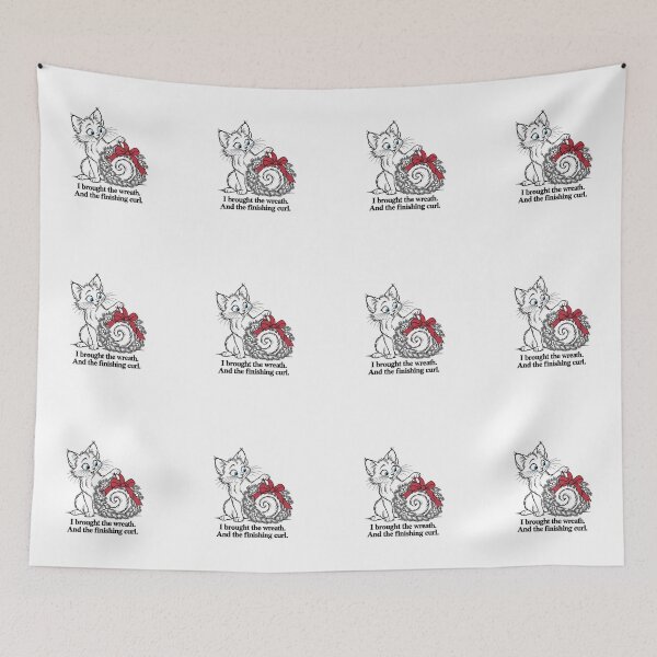 Item preview, Playful Christmas Cat Adds a Curl to Wreath designed and sold by Soft Paws Sketches.