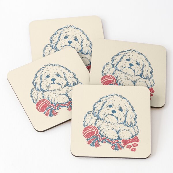 Item preview, Coton de Tulear – Fluffy Little Dog Vintage Linocut Illustration designed and sold by ChickenFund.