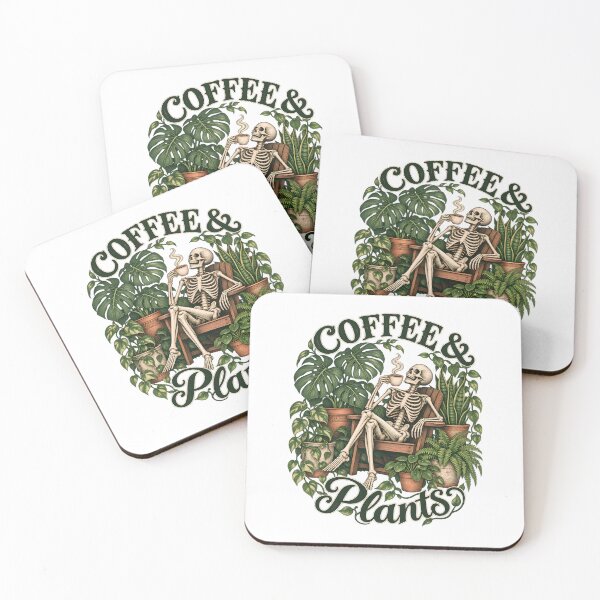 Item preview, Coffee and Plants – Relaxing Skeleton designed and sold by sollunadesignns.