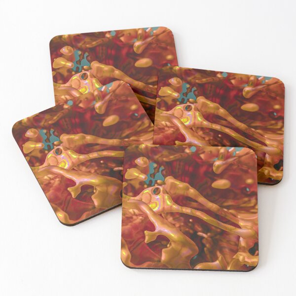 Item preview, 3D Fluid, Gold Red Liquid, Organic Abstract Glossy designed and sold by Keltoi-art.