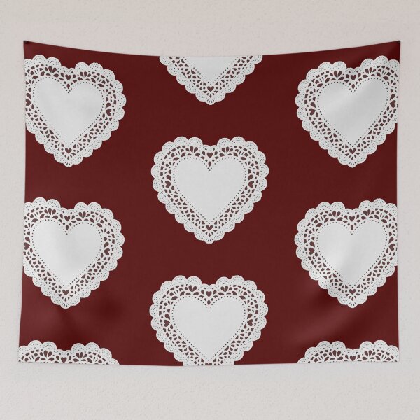 Item preview, White and Burgundy Lace Valentine Heart designed and sold by Cherry Bunny Crochet.