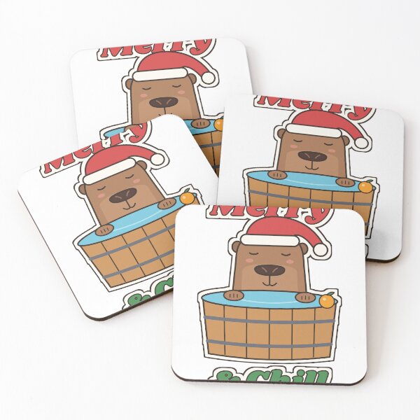 Item preview, Merry and Chill Capybara Santa Hat Hot Tub Christmas designed and sold by Laminou91.