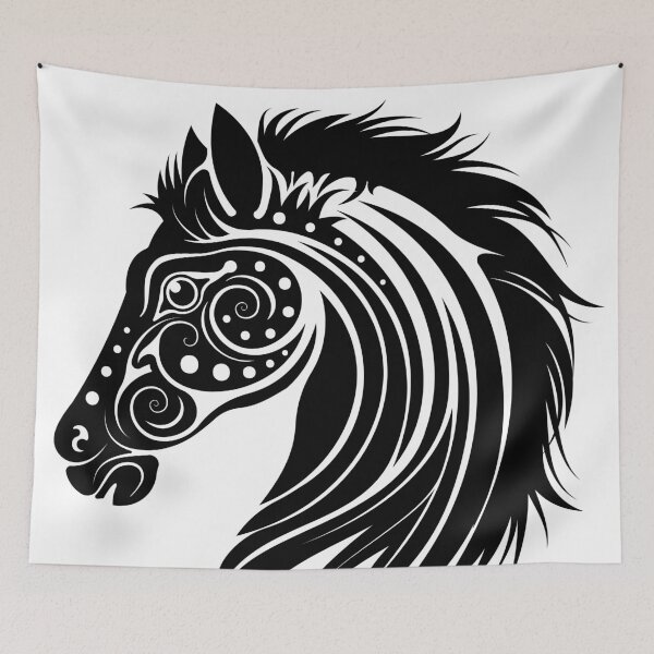 Item preview, Elegant Wild Celtic Spiral Black Tribal Horse designed and sold by Keltoi-art.