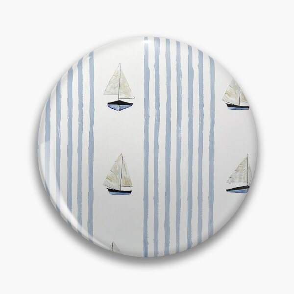 Item preview, Coastal Blue Stripe and Sailboat Watercolor Pattern designed and sold by eurosummer.