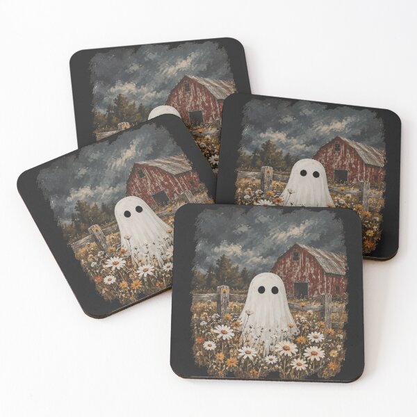 Item preview, Cute Ghost on the Farm Halloween Cottagecore Moody Barn designed and sold by Purple Fern Art.