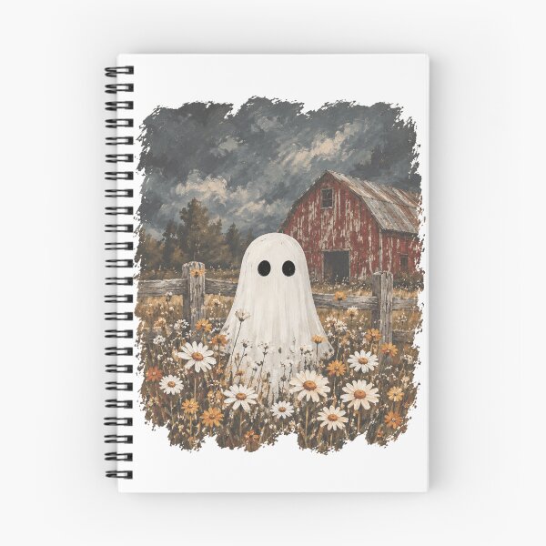 Item preview, Cute Ghost on the Farm Halloween Cottagecore Moody Barn designed and sold by Purple Fern Art.