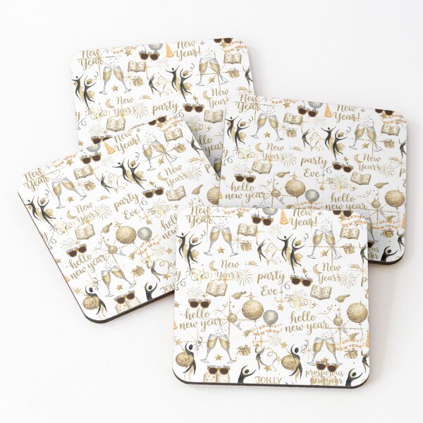 Item preview, Gold and Black Happy New Year Celebration Festive  Pattern with Party Items designed and sold by VibranPalette.