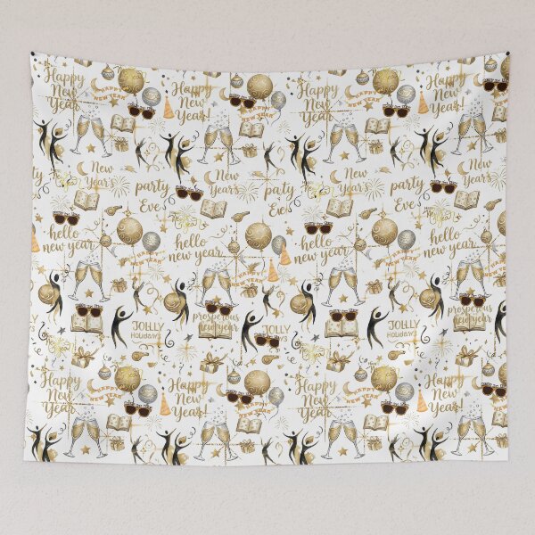 Item preview, Gold and Black Happy New Year Celebration Festive  Pattern with Party Items designed and sold by VibranPalette.