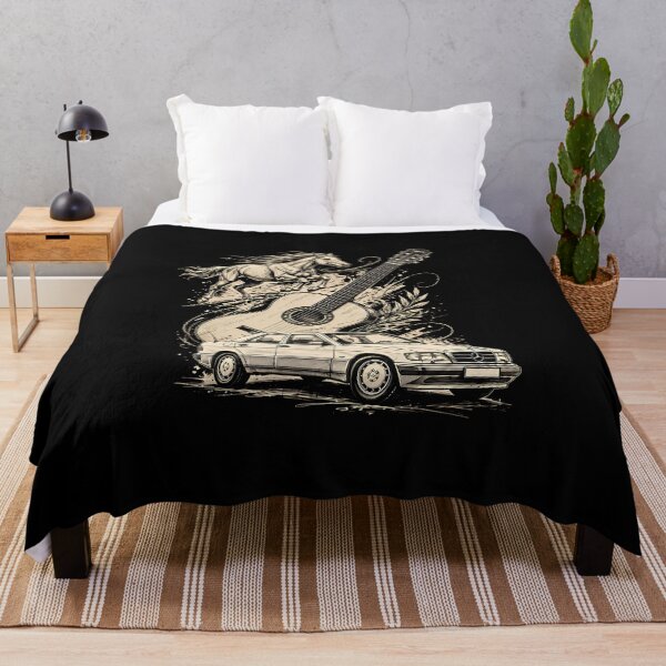 Item preview, Vintage Mercedes Benz, Acoustic Guitar and Galloping Horse – Classic Automotive Art designed and sold by Diviis7store.