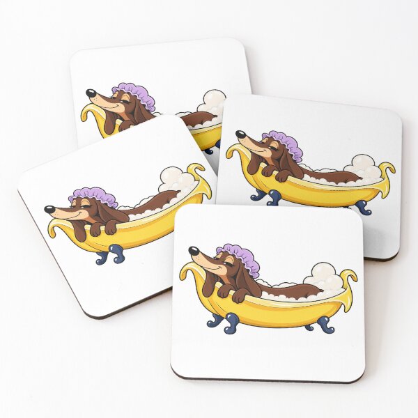 Item preview, Dachshund Relaxing in a Banana Bathtub designed and sold by Drip stamp.