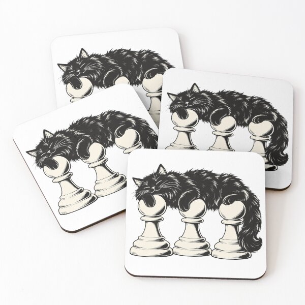 Item preview, Black Cat Napping on Chess Pawns designed and sold by Drip stamp.
