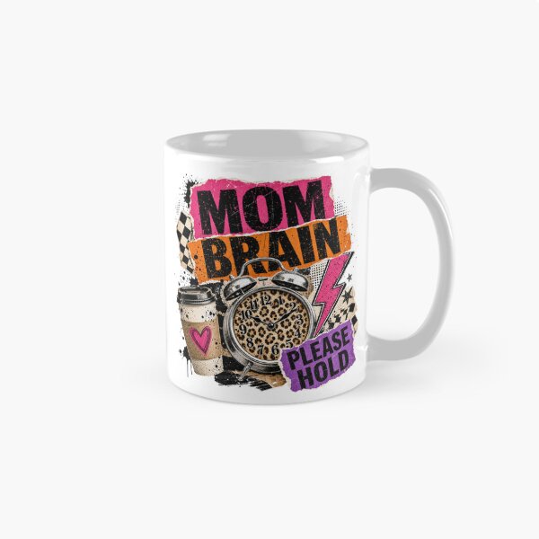 Item preview, Mom Brain Please Hold – Funny Mom Life Retro Grunge Leopard Print Coffee Design designed and sold by Heather Renees Designs.