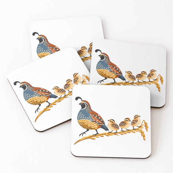 Item preview, California Quail Family on a Golden Seed Stem designed and sold by Drip stamp.