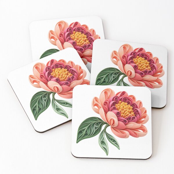 Item preview, Coral Peony Paper Quilling Sculpture designed and sold by Drip stamp.