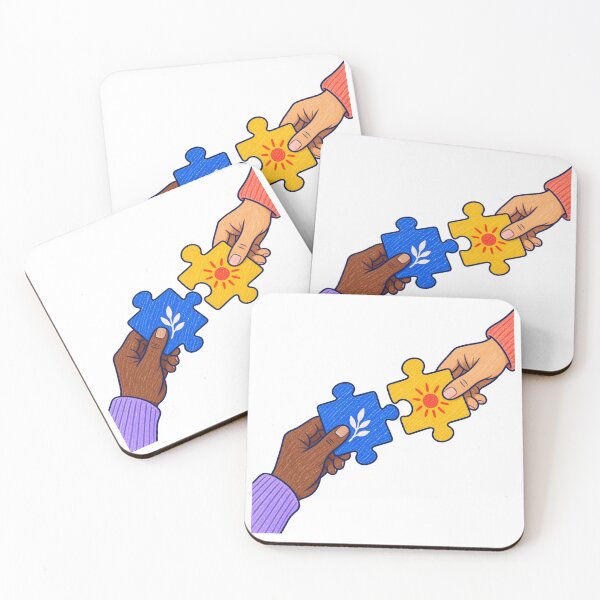 Item preview, Hands Joining Colorful Jigsaw Pieces designed and sold by Drip stamp.