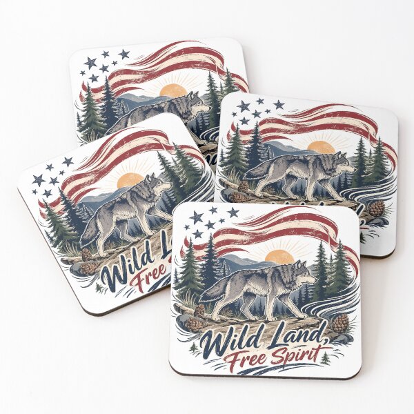 Item preview, Patriotic Wolf American Flag Wilderness Wild Land Free Spirit Art designed and sold by inkoutninja.