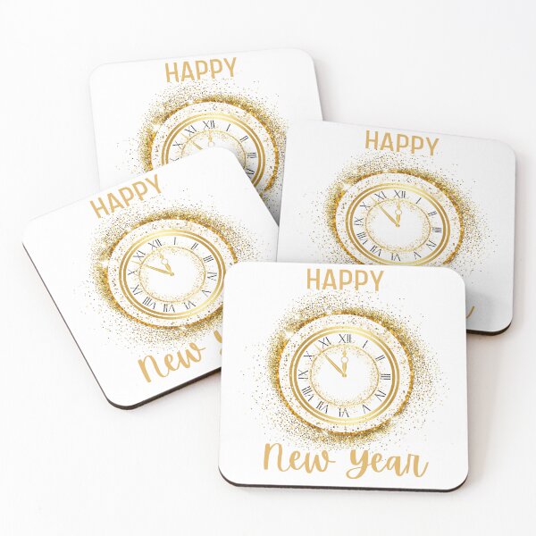 Item preview, Happy New Year Gold Glitter Clock Countdown Design  designed and sold by VibranPalette.
