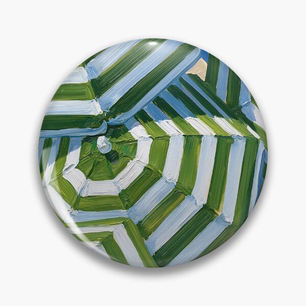 Item preview, Italian Riviera Green Striped Beach Umbrellas Art    designed and sold by eurosummer.