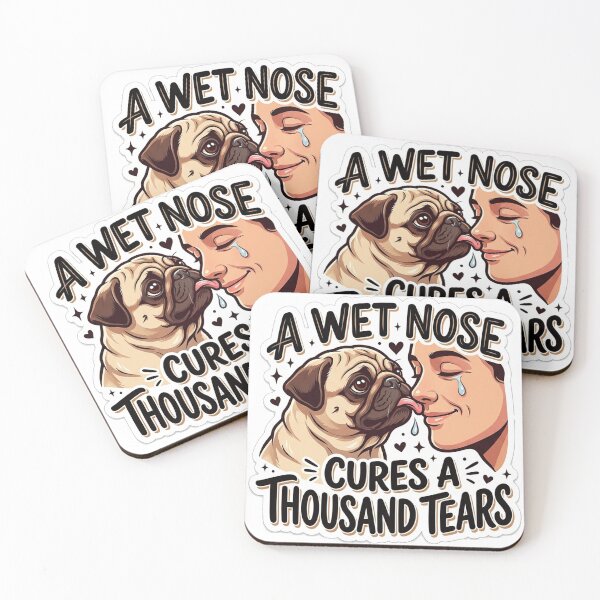 Item preview, A Wet Nose Cures A Thousand Tears - Cute Pug Dog Lover designed and sold by Untamed Paws.