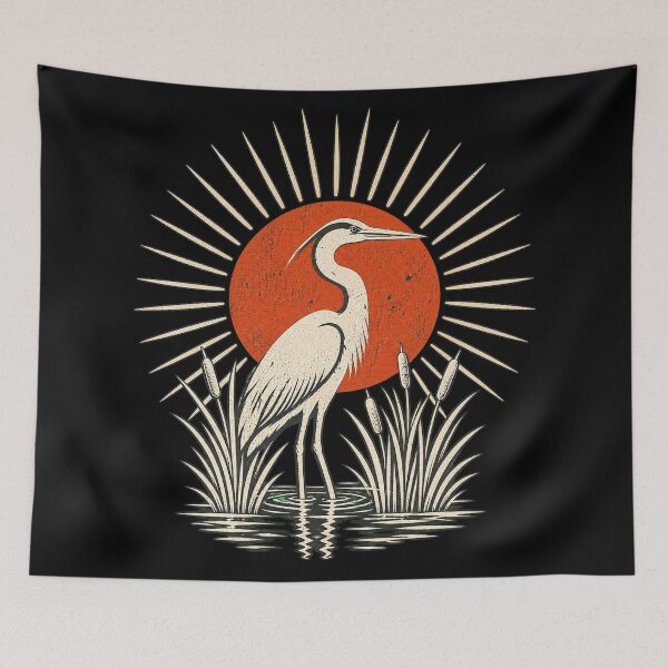 Item preview, Heron Birdwatching Vintage Coastal Wetland designed and sold by Bob Meme Life.
