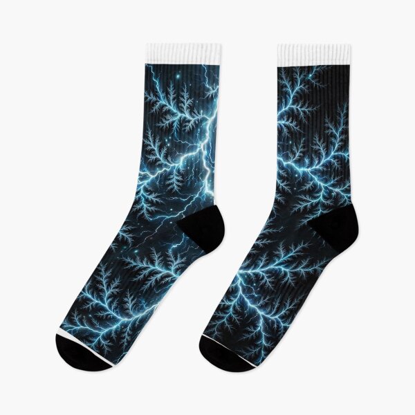 Item preview, Lightning in Fractal Form — Electric Blue Fractal Bolts Branching on Black designed and sold by Stevercortinas.