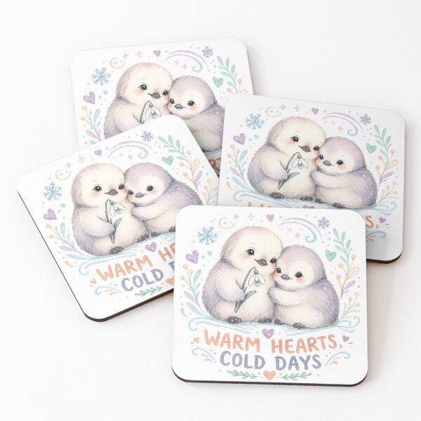 Item preview, Warm Hearts Cold Days Cute Baby Penguins Winter Friendship Art designed and sold by inkoutninja.