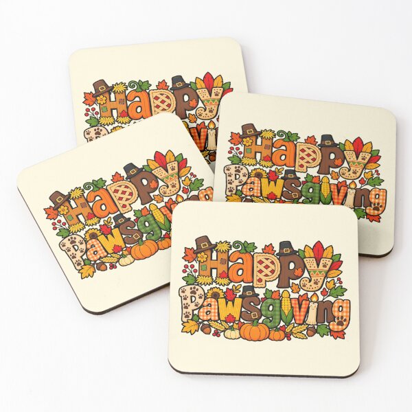 Item preview, Cute Happy Thanksgiving (Pawsgiving) & Autumn Leaves Art designed and sold by CrazyCraftStudio.